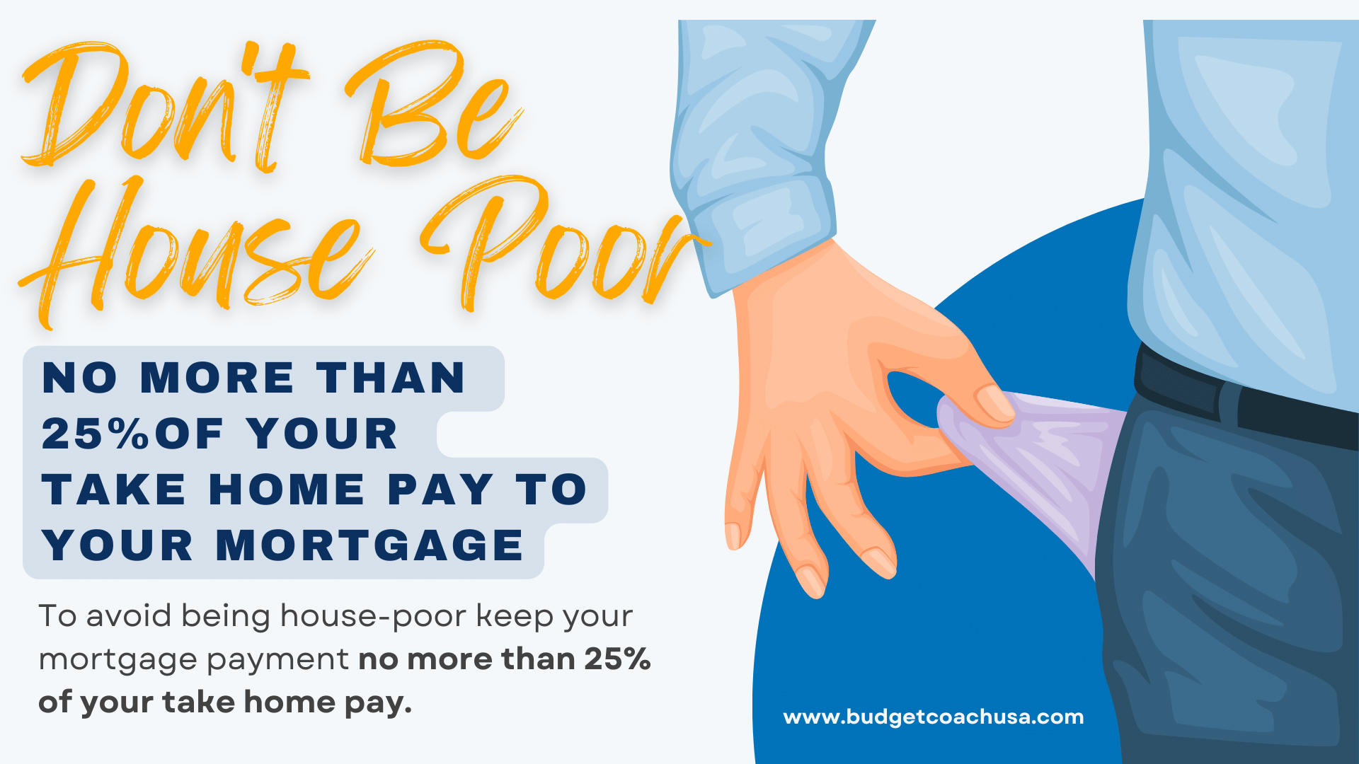 Don't be house poor.  No more than 25% of your monthly take home pay on your mortgage.